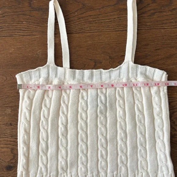 By Anthropologie Cropped Cream Cable Knit Tank Top - Picture 6 of 9